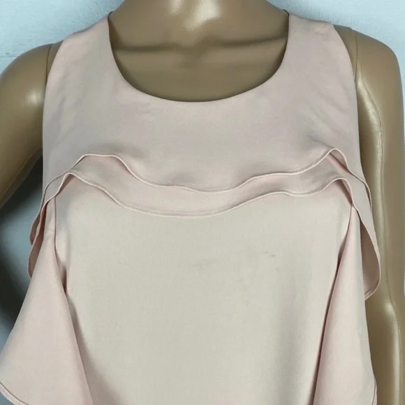 BCBGMAXAZRIA PINK ASYMMETRICAL RUFFLE MINI DRESS - Picture 4 of 11
